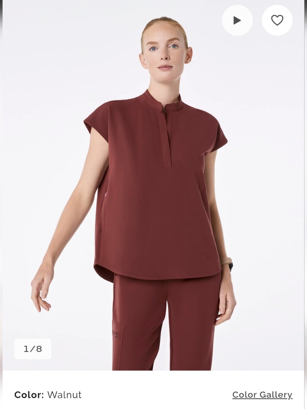 FIGS - Rafaela Oversized Scrub Top - Walnut - Size M